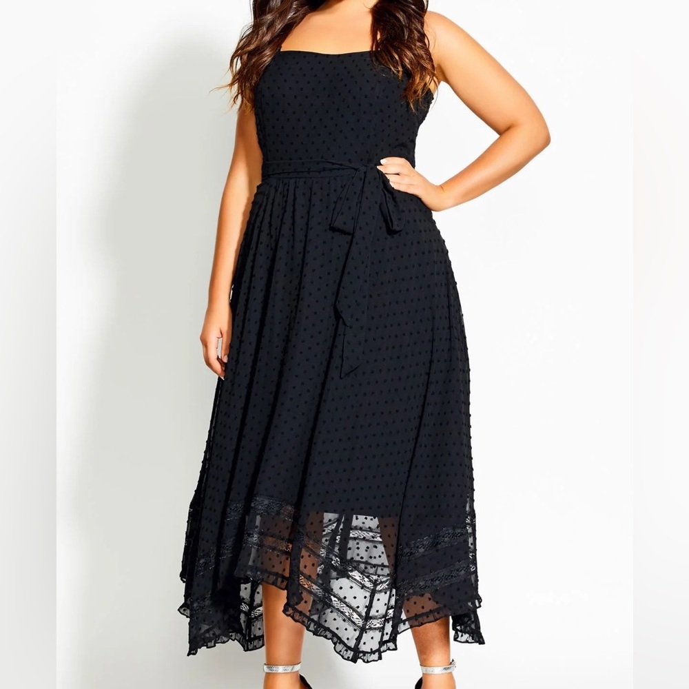 Size 12 City Chic Flirty Nature Dress Black NWTS